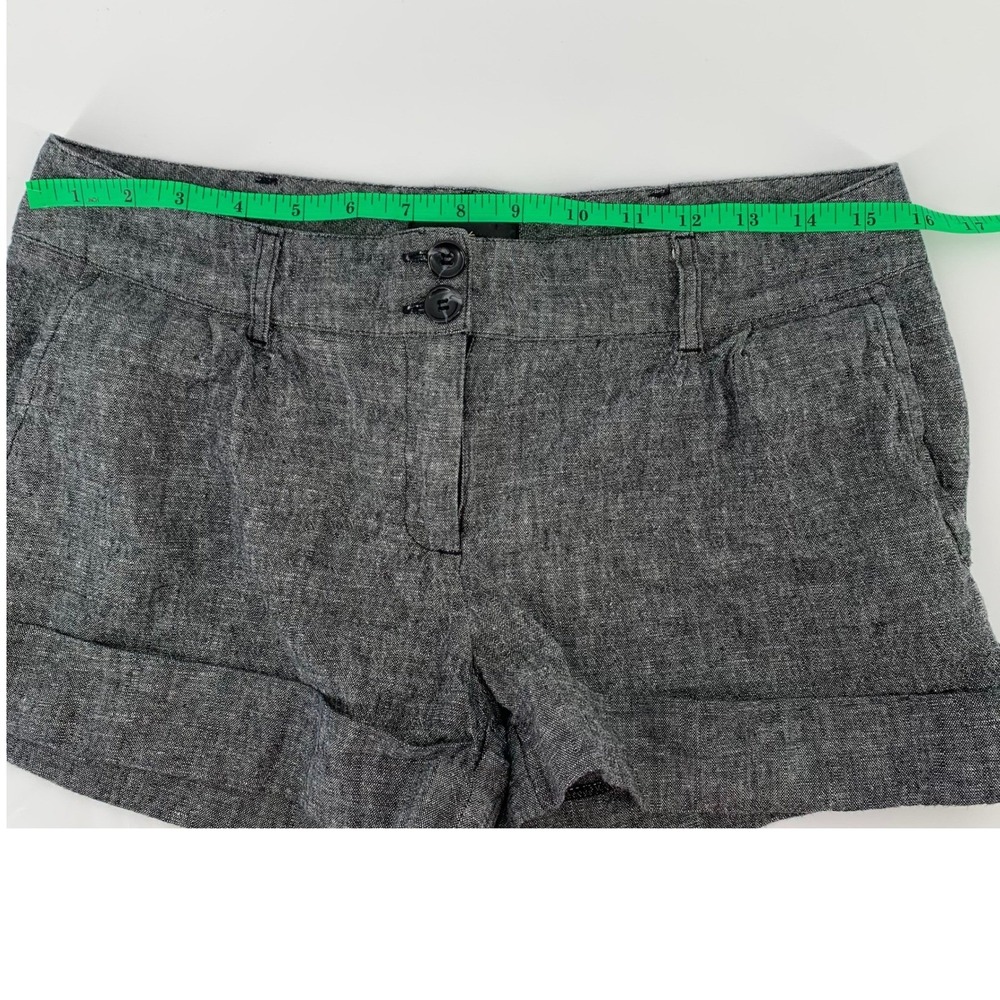 Linen Blend Cuffed Shorts Women's L /32 Gray  Casual Lightweight Summer